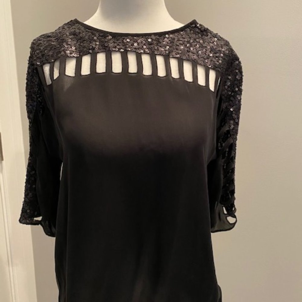 DVF silk blouse with cut out detail and sequins